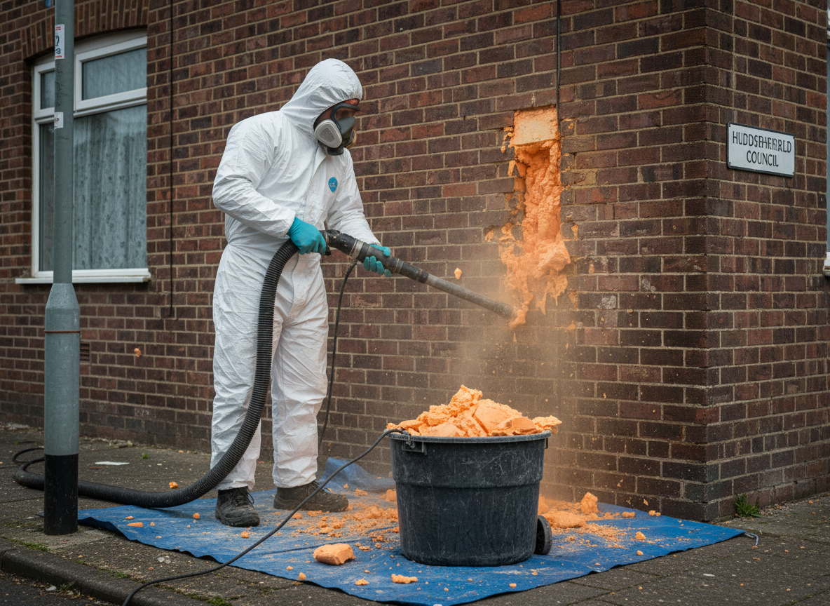 Cavity wall spray foam removal in Huddersfield