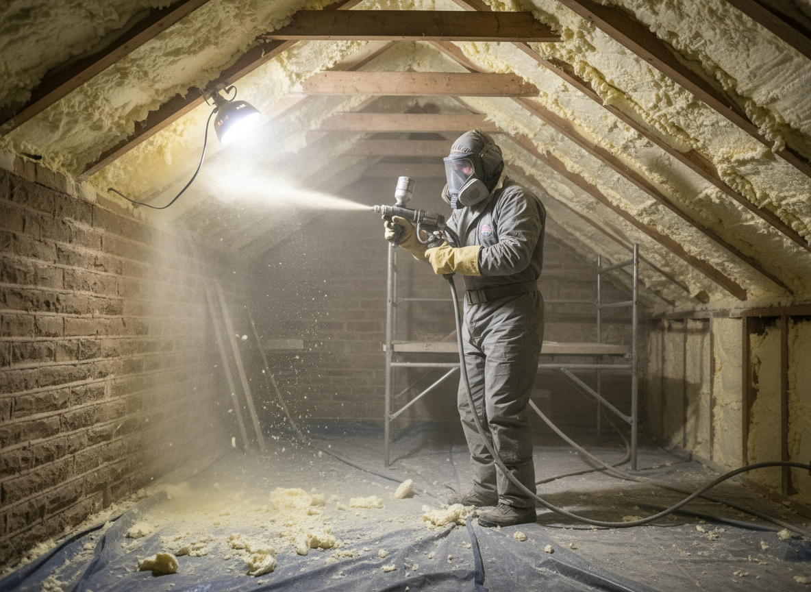 sand blasting spray foam insulation removal in Huddersfield